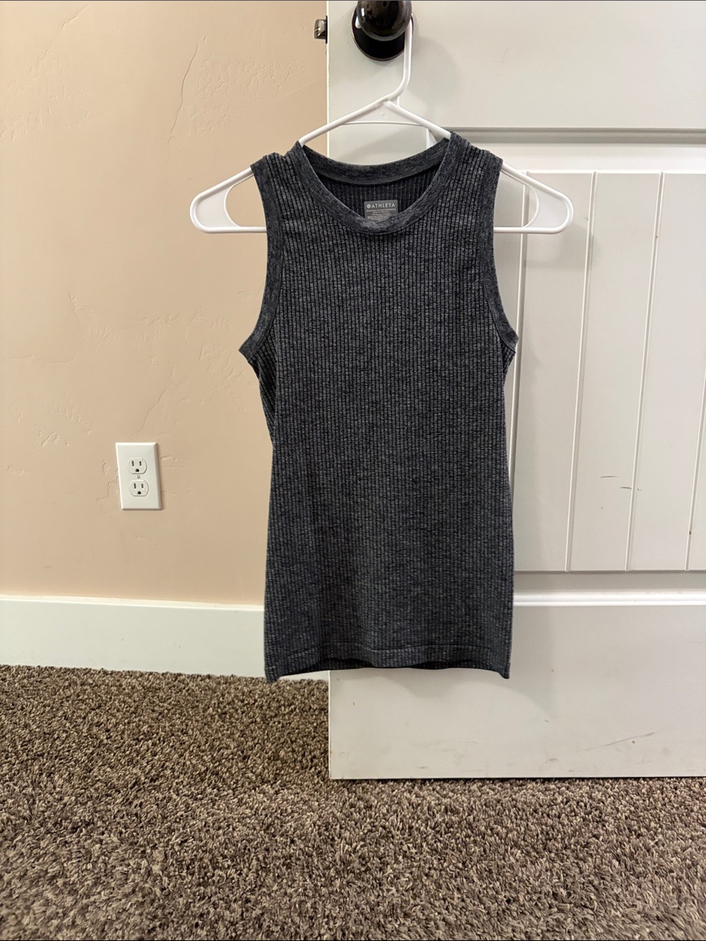 Athleta Charcoal Gray Ribbed Tank Top